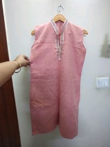 Jute Cotton kurta with mandarin collar