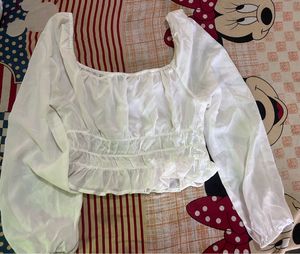 WHITE FULL SLEEVES BARDOT TOP