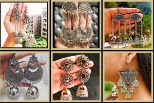 Boho Silver Earrings Collection 6pcs