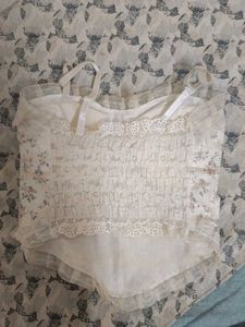 Floral Lace Trim Corset Top