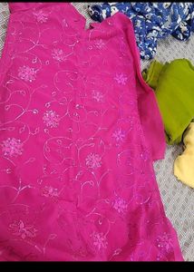 Pink Sequined Dress Material