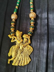 Radha Krishna Green Beaded Necklace