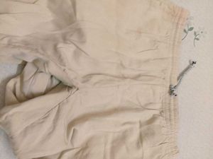 Beige Wide-Leg Lounge Pants