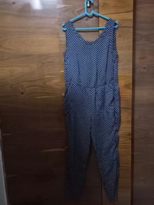 Blue N White Polka Dot Jumpsuit