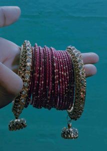 Stunning Red &amp; Gold Bangles Set