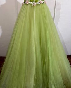 Lime Green Tulle Formal Dress