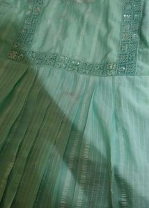 Mint Green Striped Detail Top