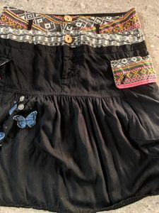 Patchwork detail Ruched skirt