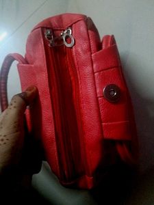 Red Faux Leather Handbag