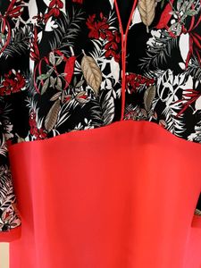 Floral Print Red Tunic Top