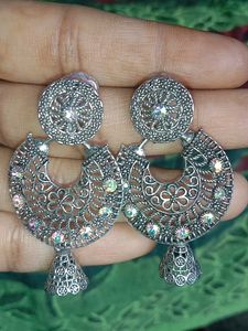 Silver Jhumka Earrings