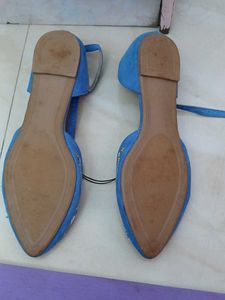 Colourful Blue Ballerina Shoes with Ankle Strap