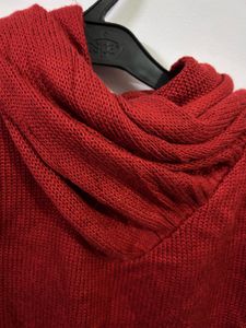 Red Knitted Vest with Fur