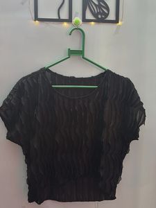 Black Fancy Crop Top