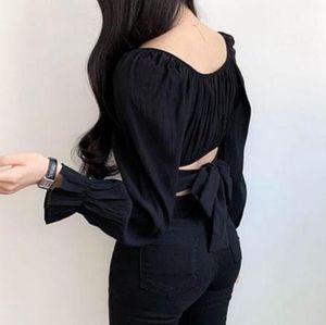 Stylish Black Back-Tie Crop Top
