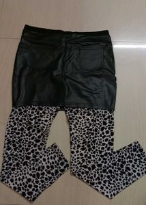 Laped Print Hf Skirt Style Jeggins