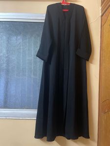 Plain Front Open Black Abaya. Imported Nida Fabric