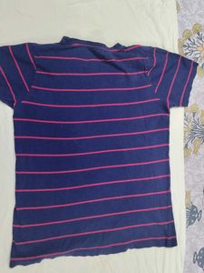 Coral &#39;Future&#39; Graphic and Blue Striped tee