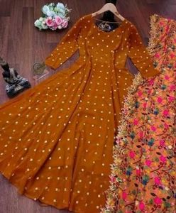 Orange Anarkali Suit with Dupatta