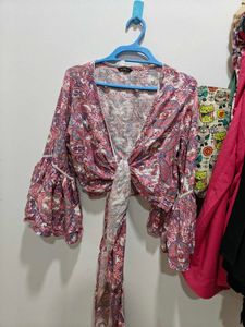 Paisley Print Tie-Front Top