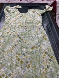 Green Suit Salwar Dupatta Set And Coral Kameez