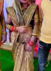 Velvet  Beige Saree