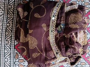 Brown Dress with Gold Floral Detail