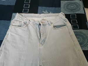 Sky Blue Fadded Wide Leg Jeans