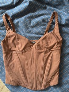 Zara Brown Corset Top