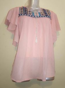 Peach Embroidered Top
