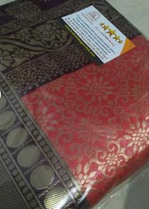 Pink & Purple Border Banarasi Silk Saree