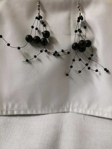 🖤 Elegant Black Statement Earrings/PearlEarning