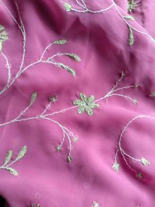Pink Embroidered Saree
