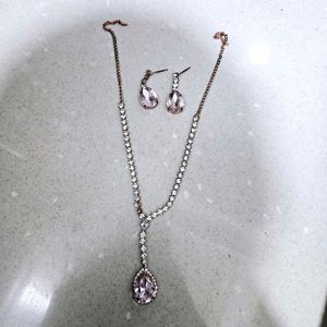 Pink Jewel Necklace &amp; Earring Set