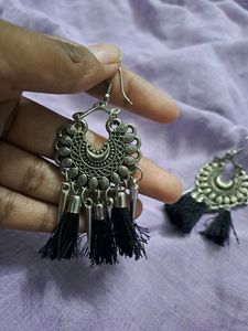 Silver Earrings With Tassels
