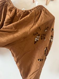 Brown Boho Peasant Top h&amp;m