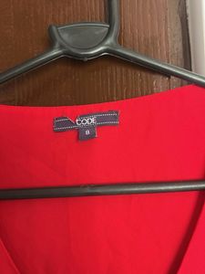 Red V-Neck Blouse