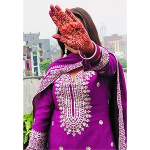 Purple Embroidered Kurta Set