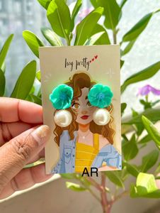 Floral Stud With Pearl Drop Earring