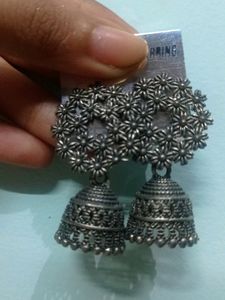 Silver Oxidised Small Jhumkis