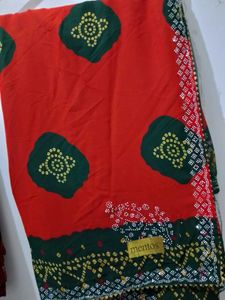 Elegant Red Bandhani Saree