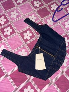 Brand New Freakins Denim Corset Top (Size S)🎀