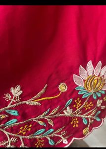 Red Embroidered Kurta