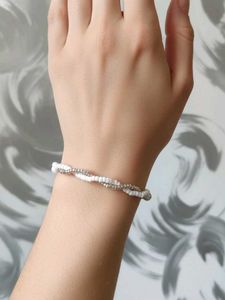Pinteresty Beaded Silver Twist Bracelet