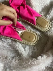 H&amp;M Pink Bow Espadrilles Tie Flats