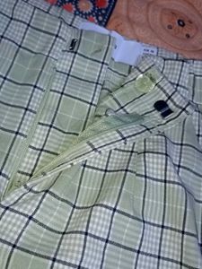 Green Plaid Flared Pants