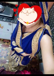 Elegant Blue &amp; Gold Saree