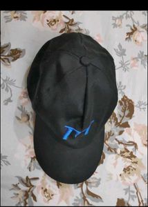 Black Baseball Cap with Blue Lettering