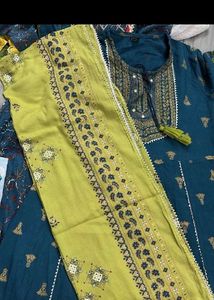 Teal & Green Embroidered Kurta Set