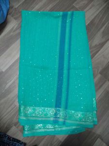 Cyan Saree With Blouse